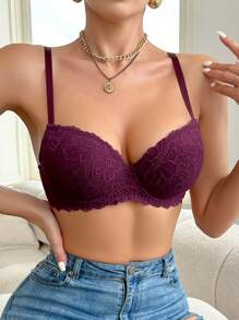 1 件女士花卉蕾丝时尚钢圈文胸内衣