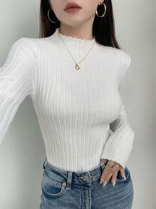 Chiquease Women's Solid Color Stand Collar Long Sleeve Casual Sweater, Autumn & Winter, Knit Pullover Fall - Multicolor - View 6