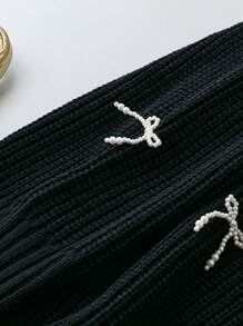 Calvaya Damen Große Größen V-Ausschnitt Langarm Loose Fit Lässig Pullover mit Schleifen für Herbst/Winter