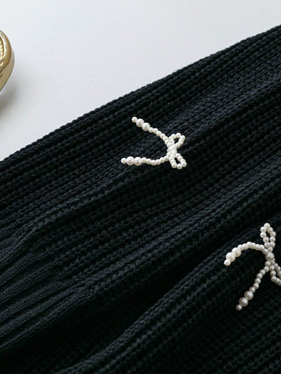 Calvaya Damen Große Größen V-Ausschnitt Langarm Loose Fit Lässig Pullover mit Schleifen für Herbst/Winter