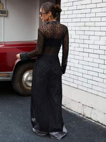 Aveloria Affinna Vestido camisa larga con cinturón de encaje de estilo informal, sexy y elegante. Ropa de otoño de moda para mujeres