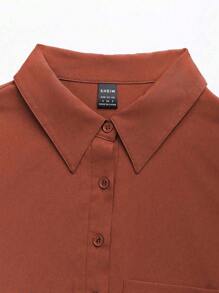 SHEIN Unity 假日必備實心隱藏口袋束腰連衣裙 - 鏽棕色 - 查看 5