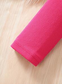 SHEIN Leap Crew 年輕女孩時尚優雅的純色肩帶連衣裙，搭配開襟外套 - 玫紅色 - 查看 3