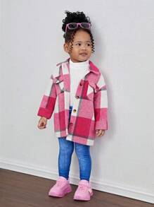 SHEIN 3pcs Baby Girl Plaid Shirt, Knit Sweater And Pants Set, Cute Outfit For Autumn/Winter - Red - View 8