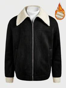 Manfinity VCAY Men's Collar Neck Slim Fit Long Sleeve Casual Jacket Windbreaker, Suitable For Autumn/Winter