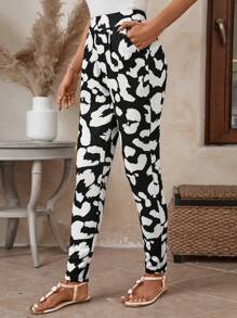 EMERY ROSE Women's Casual Leopard Print Skinny Pants - Multicolor - View 3