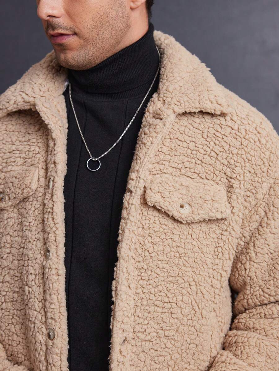 Manfinity VCAY Men's Knitted Collared Long Sleeve Cardigan Jacket, Suitable For Autumn & Winter - White - View 1