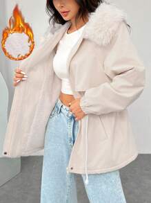 SHEIN EZwear 女式新款格子短款夹棉大衣