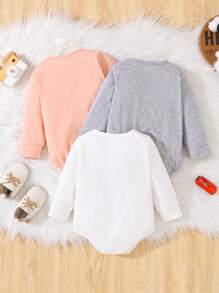 男婴休闲运动风足球图案印花长袖连体衣，秋冬季 - 彩色 - 查看 2