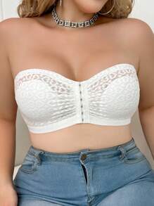 Lencería de encaje jacquard romántico con corazón, camiseta interior transpirable para tallas grandes