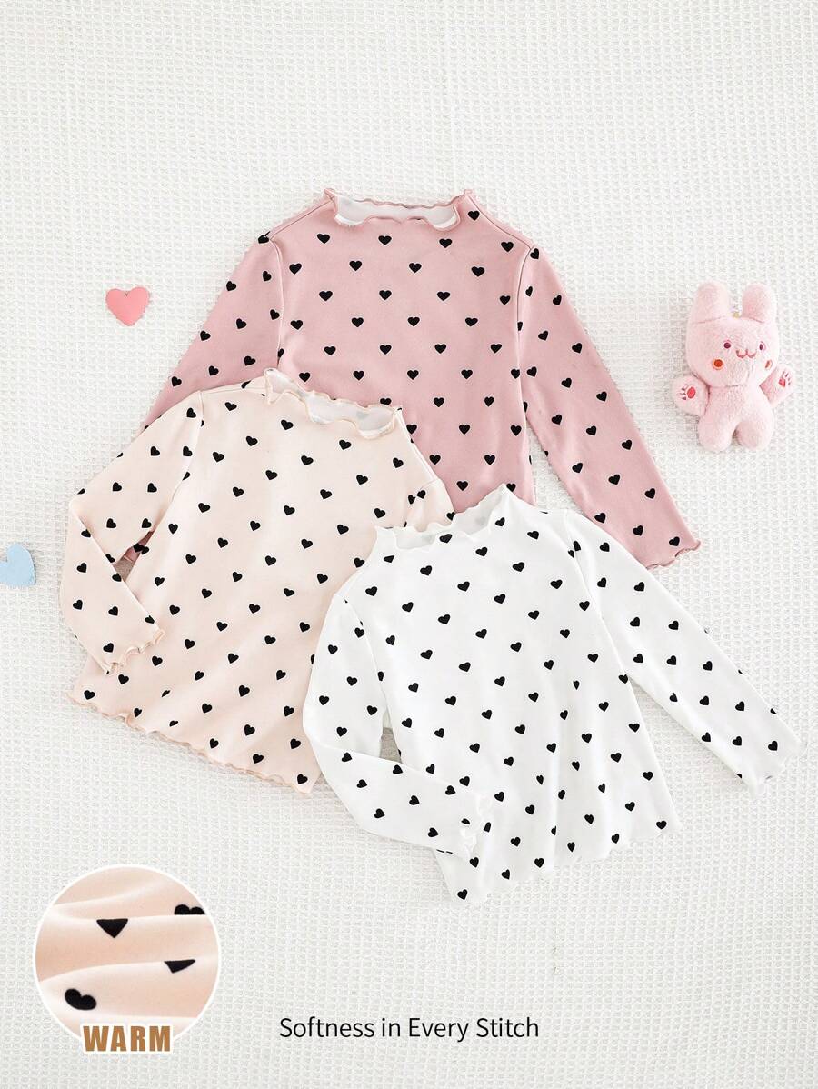 Cozy Pixies 3pcs/Set Baby Girl Heart Pattern Knitted Soft Ruffled Collar Long Sleeve Sweater Set - Multicolor - View 1