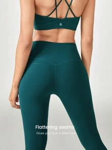 GLOWMODE 24" FeatherFit™ Cropped Running Leggings Booty Sculpt Tummy Control Fitness Tights With Hidden Front Pocket