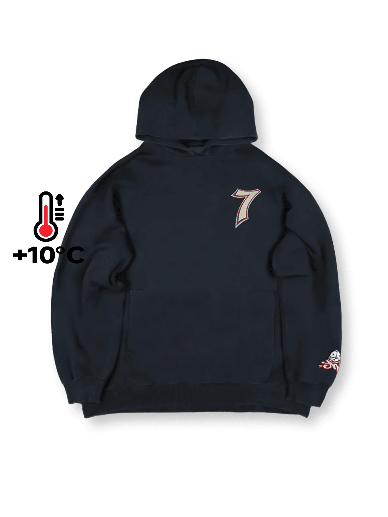 Gothic Style Oversized Hoodie, Y2K Harajuku Hip Hop No.7 Graphic Print Pullover Sweatshirt For Women,Long Sleeve Tops - Navy Blue - View 1