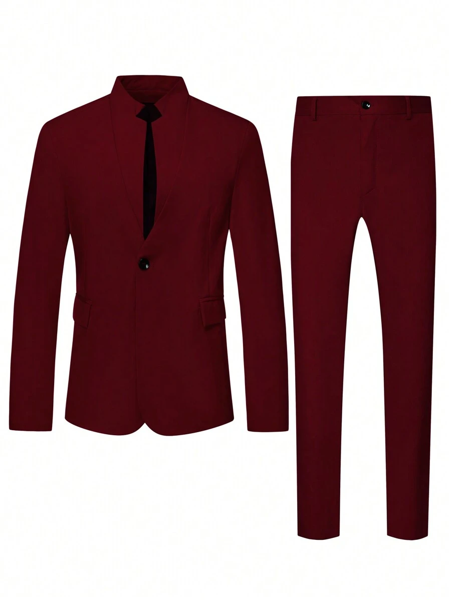 Manfinity Mode Men's ButtonFront Long Sleeve Shirt And Formal Trousers