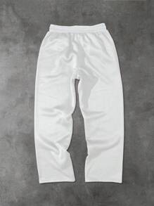 Manfinity EMRG Plus Size Men's Casual Spider Web Print Drawstring Waist Sweatpants - White - View 2