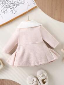 SHEIN Baby Girl Elegant Coat With Furry Collar, Fashionable For Autumn/Winter - Pink - View 2
