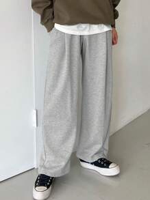 DAZY 男士休闲宽松直筒运动裤，纯色，秋季男士慢跑裤 - 灰色 - 查看 4