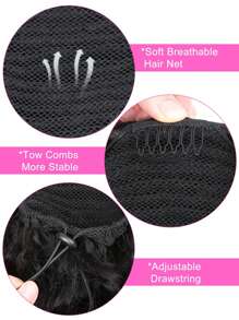 1pc Claw Clip Kinky Straight Ponytail Human Hair Extension Natural Black Color Extensions For Women Daily Use Easy To Wear Natural Black Color Hair Extensions - Natural Black - View 4