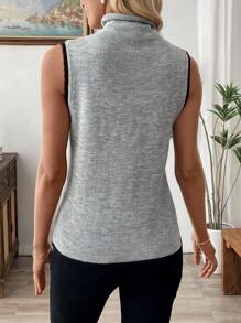 EMERY ROSE Women's Solid Color Turtleneck Contrast Trim Knit Sweater