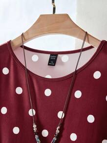 EMERY ROSE 大码休闲波尔卡圆点条纹印花长袖 T 恤，春秋季