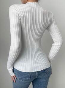 Chiquease Women's Solid Color Stand Collar Long Sleeve Casual Sweater, Autumn & Winter, Knit Pullover Fall - Multicolor - View 2