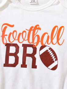 男婴休闲运动风足球图案印花长袖连体衣，秋冬季 - 彩色 - 查看 5