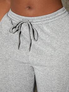 SHEIN SXY 女士加大码多口袋抽绳腰灰色工装运动裤，适合秋冬季节、俱乐部、约会之夜、生日、单身派对、休闲、购物、街头风、外出等场合，易于搭配，显瘦，凸显身材，修饰身形。 - 灰色 - 查看 8