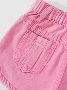 SHEIN Explorewe Váy denim rách màu tím thời trang Y2K cho bé gái - Hồng - Xem 4