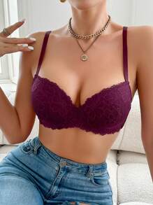 1 件女士花卉蕾丝时尚钢圈文胸内衣