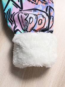 SHEIN Tween Girls All-Over Print Thermal Lined Hooded Winter Jacket - Mint Green - View 8