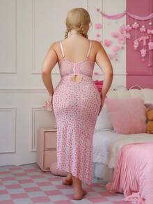 PetitDoll 大码甜美可爱蕾丝拼布内衣连衣裙 - 粉色 - 查看 2