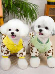 PETSIN Yellow Cute Leash Warm Plush Pet Jacket - Yellow - View 6