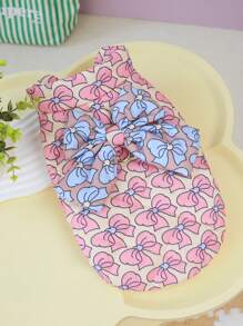 PETSIN Pink Bow Cute Padded Warm Leash Dog Coat, Suitable For Autumn/Winter