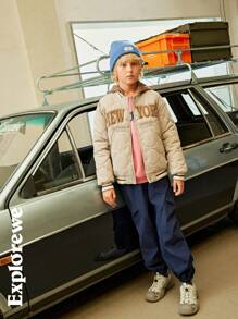 SHEIN Tween Boy Casual Letter Print Crew Neck Long Sleeve Pullover Sweatshirt, Autumn - Multicolor - View 7