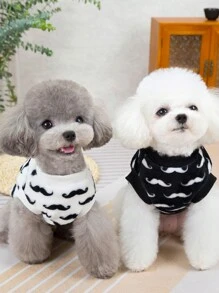 PETSIN 秋冬季白色羊毛胡须图案保暖内衬宠物保暖套头连帽衫 - 白色 - 查看 6