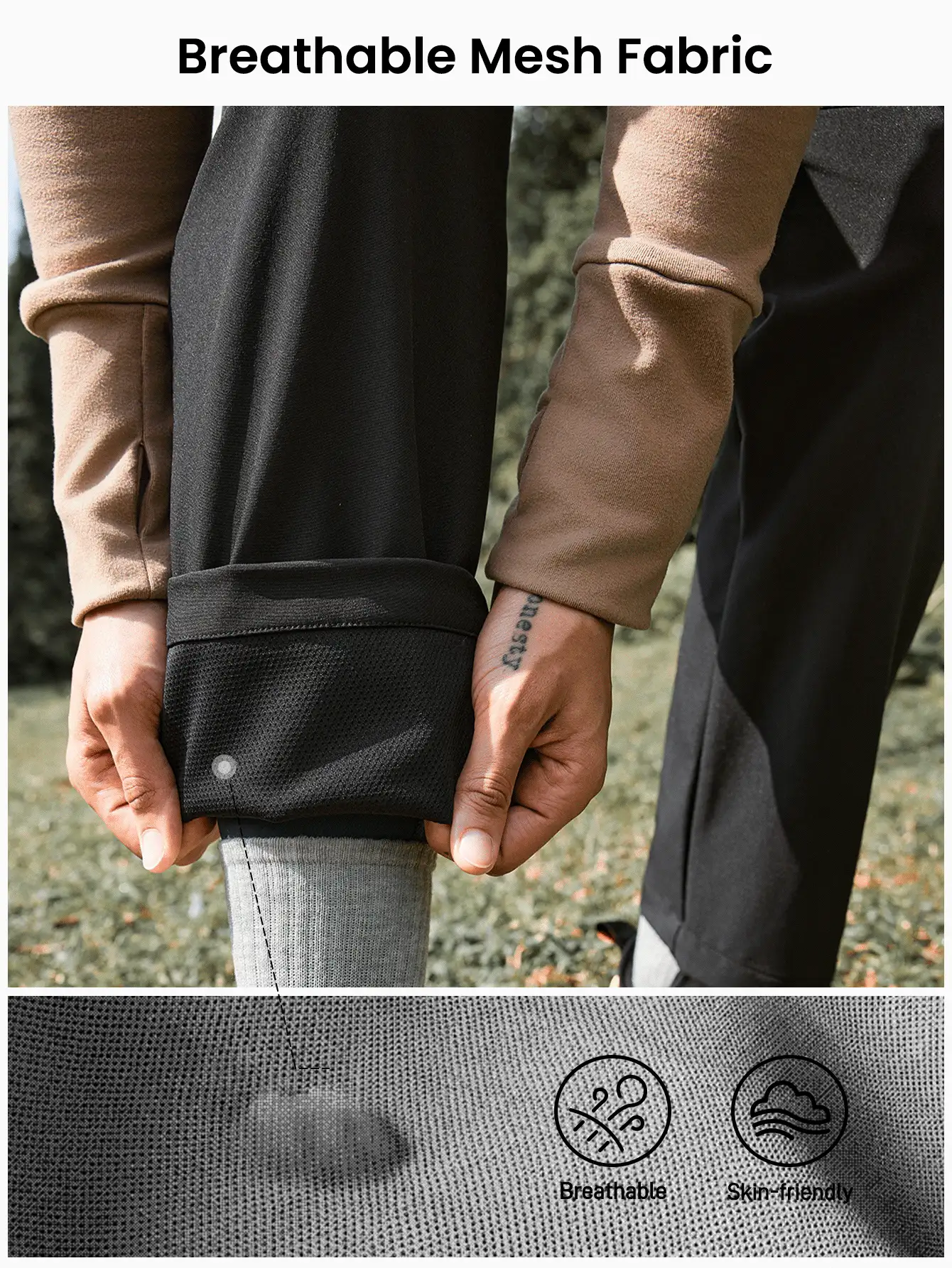 In My Nature Pantalones rectos informales de senderismo de unicolor con bolsillos utilitarios para mujer