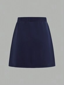 SHEIN 2pcs/Set Teen Girls Loose Casual Sports Letter Print Polo Shirt & Skirt Outfit