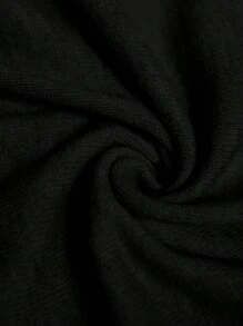 SHEIN Clasi 1件加大码女式纯色露肩长袖休闲套头毛衣，秋冬针织套头衫 - 黑色 - 查看 6