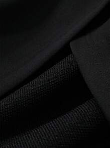 Dazy Plus Plus Size Asymmetrical Hem V-Neck Sweatshirt & Solid Color Casual Sweatpants 2 Pieces Set,Fall Clothes - Black - View 9