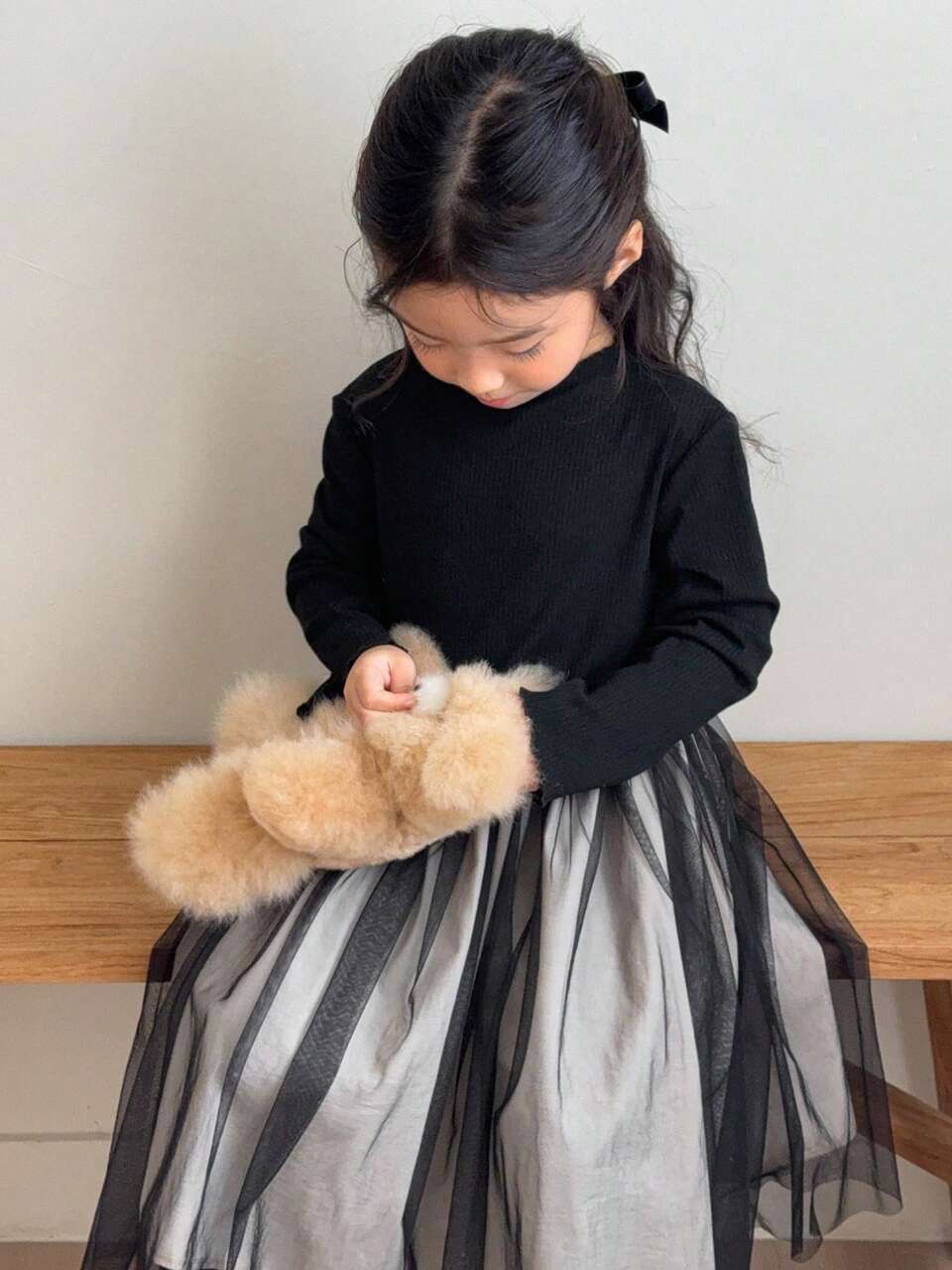Young Girls Round Neck Knitted Dress, Fall