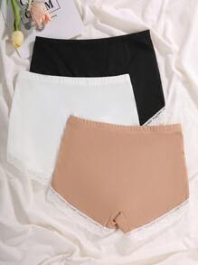 3pcs/Pack Romantic Lace Trim Comfortable Briefs - Multicolor - View 3