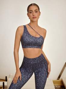 Activina Bra Olahraga Wanita Motif Leopard dengan Detail Berongga, Kasual untuk Pemakaian Sehari-hari - Hitam - View 4