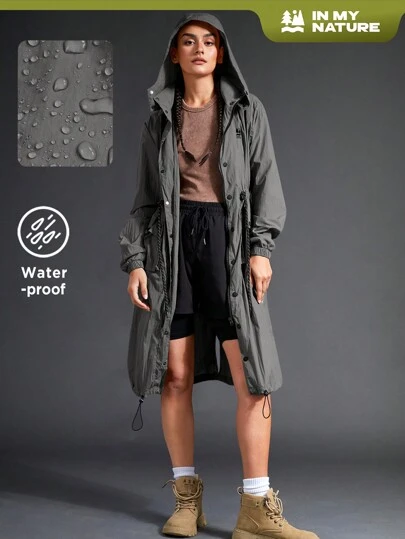 In My Nature 女士户外防水长款连帽雨衣