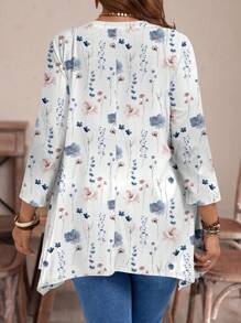 EMERY ROSE 休闲简约全身图案印花宽松长袖 T 恤，加大码，春秋季