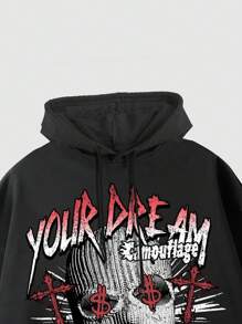 ROMWE MEN Street Life Herren Set aus Retro Portrait Bedrucktem Sweatshirt und Shorts