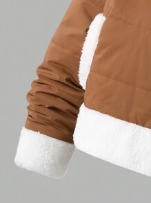 Abrigo acolchado casual estilo corto para adolescentes niñas - Caqui - Ver 4
