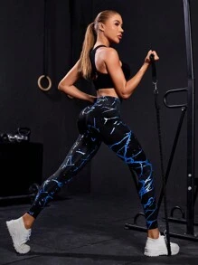 Powerista High Waist Contour Fit Elastic Shaping Yoga Pants - Royal Blue - View 5