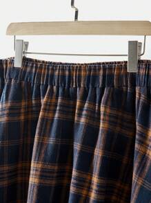 Rusticease Plus Size Women Country Casual Plaid Elastic Waist Flare Skirt,Winter Women Clothes Plaid Skirt Womentartan Skirtlong Skirt Winter