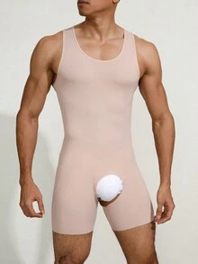 Quần lót định hình cơ thể không tay màu trơn cho nam - Màu be - Xem 3