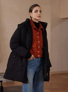 Aveloria Modichic Abrigo acolchado grueso para mujer, ropa de invierno de estilo coreano holgada de longitud media tipo plumón, abrigo acolchado 2024 nuevo